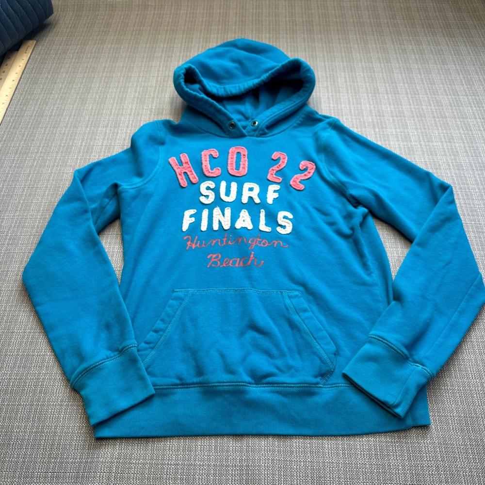 Hollister Surf Finals Huntington Beach‎ Graphic Hoodie Large Sweatshirt Blue